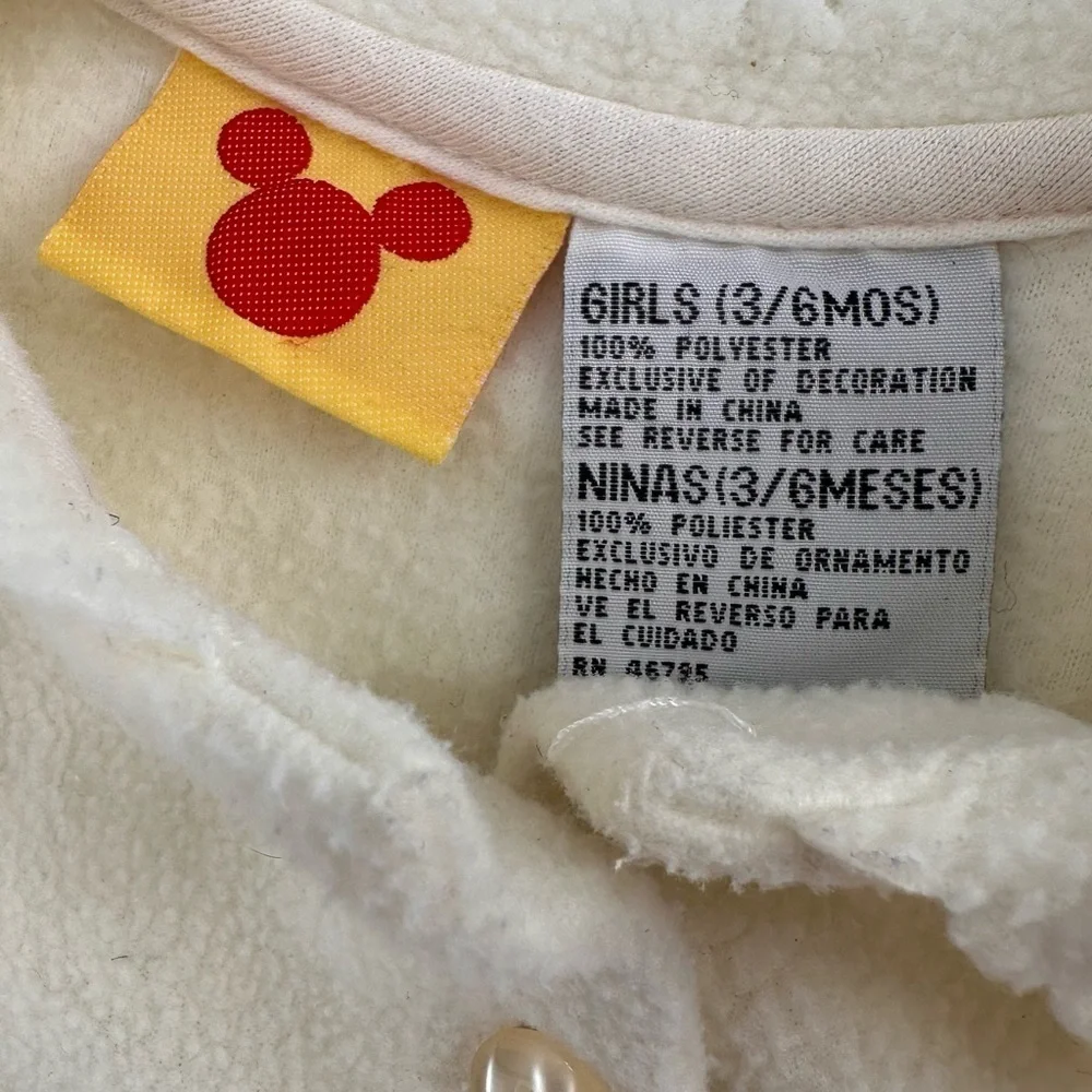 Vintage Baby Disney Minnie Mickey Fleece Jacket Size 3-6 months